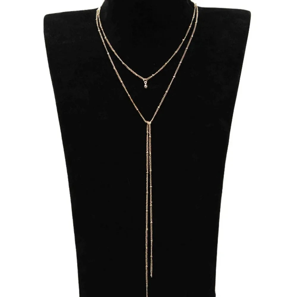 Snug Vibe™ Simple Chain Choker with Beads Tassel