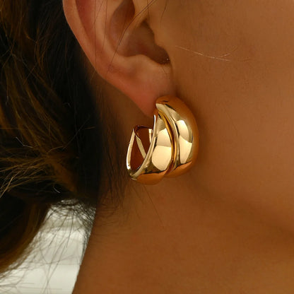 Snug Vibe™ Chunky Double Ring Hoop Earrings