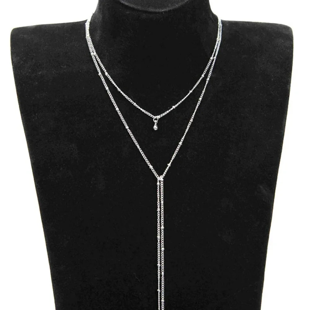 Snug Vibe™ Simple Chain Choker with Beads Tassel