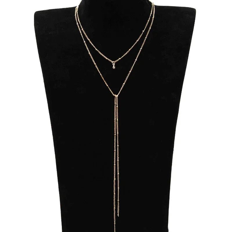 Snug Vibe™ Simple Chain Choker with Beads Tassel