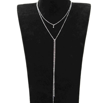 Snug Vibe™ Simple Chain Choker with Beads Tassel